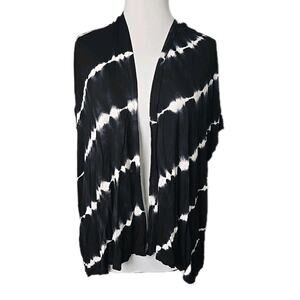 TORRID Size 1 Black Tie-Dyed Jersey Rayon Open-Front Wrap Sweater (14/16 - 1X)
